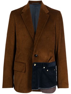 Kolor single-breasted patchwork-design blazer - Brown