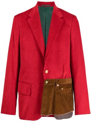 Kolor single-breasted patchwork-detail blazer - Red