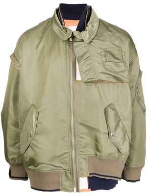Kolor spread-collar light jacket - Green