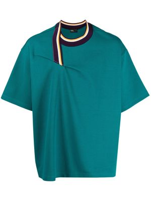 Kolor stripe-tipped cotton T-shirt - Green