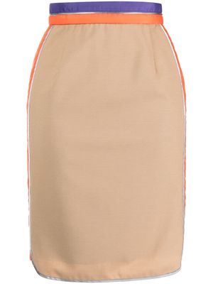 Kolor stripe-waistband knee-length skirt - Brown