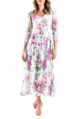 Komarov Charmeuse & Chiffon A-Line Dress in Fresh Bouquet 