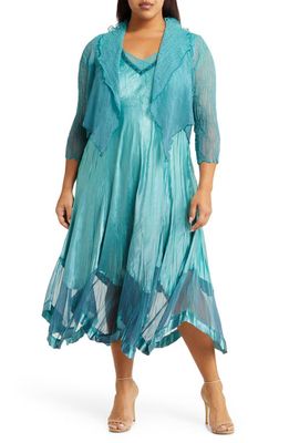 Komarov Embellished Cocktail Dress with Jacket in Marine Night Ombre