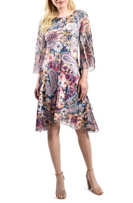 Komarov Floral Charmeuse & Lace A-Line Dress in Bali Paisley