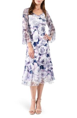 Komarov Floral Lace & Charmeuse Dress in Poppy Garden