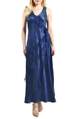 Komarov Tiered Faux Wrap Cocktail Dress in Navy