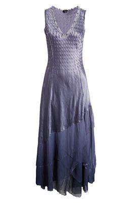 Komarov Tiered Maxi Dress in Lav. Blue Ombre