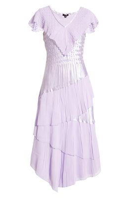 Komarov Tiered Ruffle Front Midi Dress in Lilac