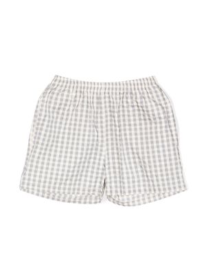 Konges Sløjd check-print textured cotton shorts - Grey