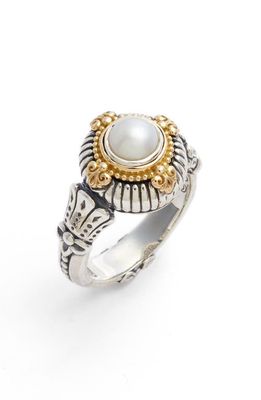 Konstantino Etched Sterling & Cultured Pearl Ring in Silver/Gold/White