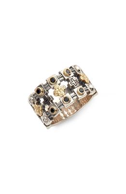 Konstantino Stavros Openwork Wide Ring in Silver/Gold/Spinel