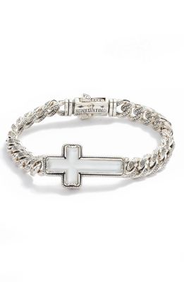 Konstantino Ultra Sterling Silver Mother-of-Pearl Cross Chain Bracelet in Mother Of Pearl
