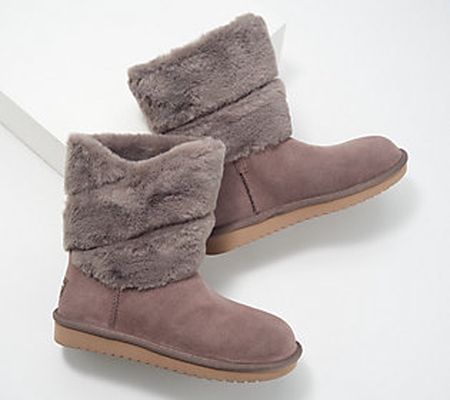 Koolaburra by UGG Suede Faux Fur Short Boots - Dezi