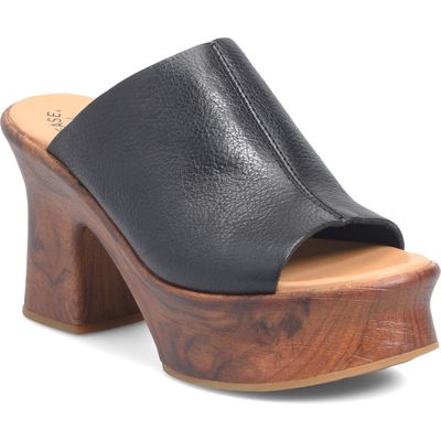 Kork-Ease® Cassia Block Heel Platform Sandal in Black Leather 