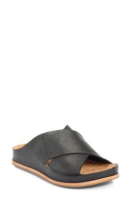 Kork-Ease Tutsi Slide Sandal in Black Leather