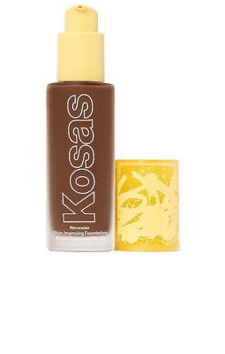 Kosas Revealer Skin Improving Foundation SPF 25 in Deep Neutral Olive 400.