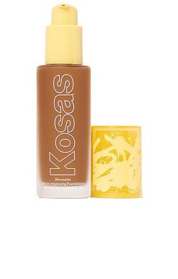 Kosas Revealer Skin Improving Foundation SPF 25 in Medium Deep Warm 350.