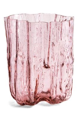 Kosta Boda Crackle Pink Tall Glass Vase
