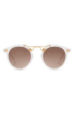 KREWE St. Louis 46mm Gradient Round Sunglasses in White/Amber