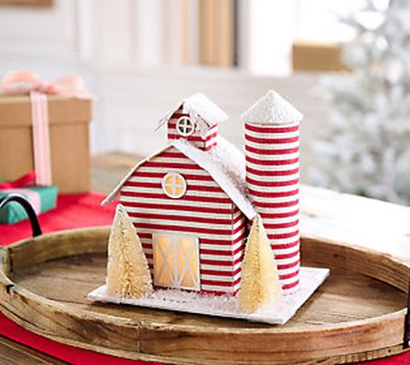 Kringle Express Illuminated Paper Striped Barn