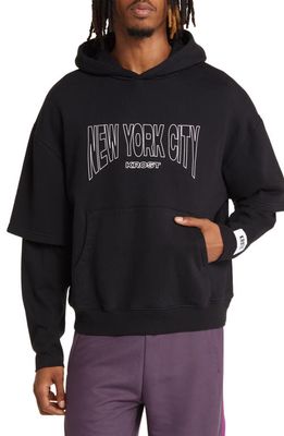 KROST Layered NYC Graphic Hoodie in Black