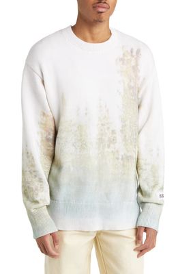 KROST Tree Line Cotton Crewneck Sweater in White Multi