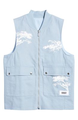 KROST Wilderness Cotton Canvas Graphic Zip-Up Vest in Cashmere Blue