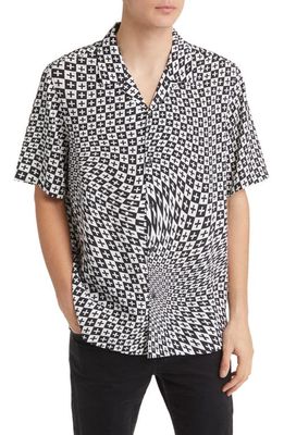 Ksubi Check Out Resort Short Sleeve Button-Up Shirt in Black/White