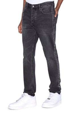 Ksubi Chitch Metalik Stripe Slim Tapered Leg Jeans in Black