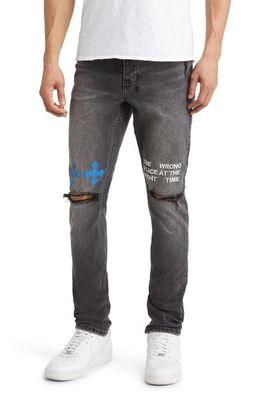 Ksubi Chitch Right Time Ripped Slim Tapered Leg Jeans in Black