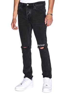 Ksubi Chitch Unearthly Ripped Slim Tapered Leg Jeans in Black