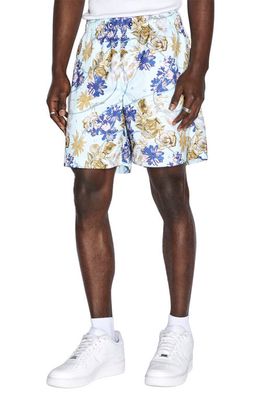 Ksubi Floralist Mesh Basketball Shorts in Blue Multi