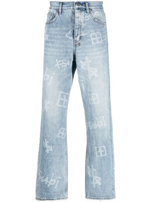 Ksubi graphic-print straight-leg jeans - Blue
