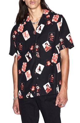 Ksubi Icons Resort Short Sleeve Button-Up Camp Shirt in Black