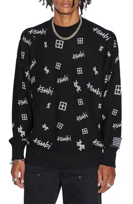 Ksubi Krash Box Allover Graphic Sweater in Black