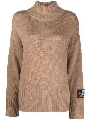 Ksubi logo-patch knitted jumper - Brown