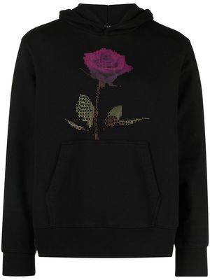 Ksubi pixelated rose-print cotton hoodie - Black