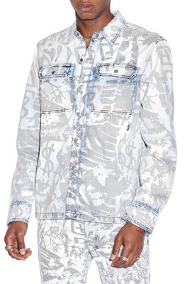 Ksubi Scorpio Icy Kollage Cotton Denim Shirt Jacket