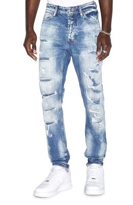 Ksubi Van Winkle Tektonik Dialled Rip & Repair Skinny Jeans in Denim