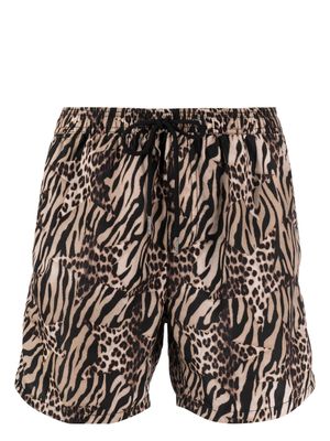 Ksubi Zoo Burner animal-print elasticated shorts - Brown