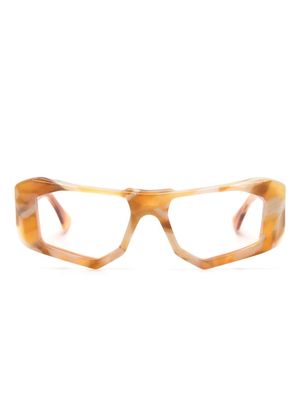 Kuboraum F6 geometric-frame glasses - Brown