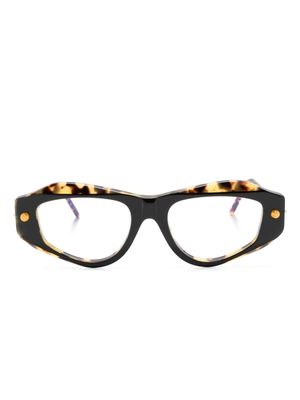 Kuboraum P15 geometric-frame glasses - Brown