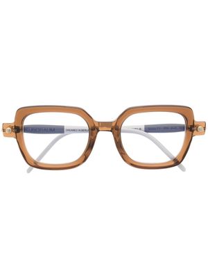 Kuboraum square-frame optical glasses - Brown
