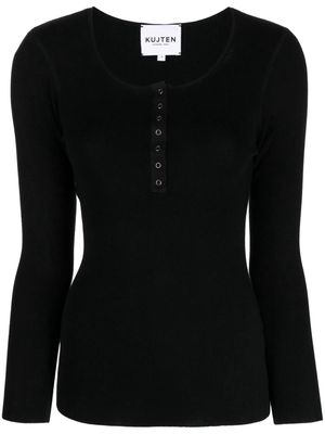 kujten fine-knit boat-neck blouse - Black