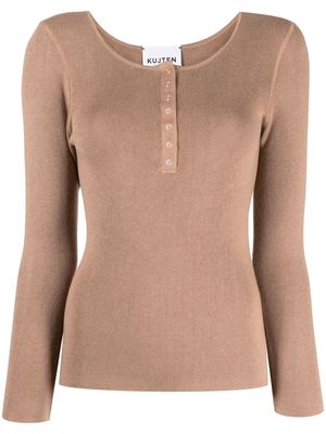 kujten fine-knit boat-neck blouse - Brown