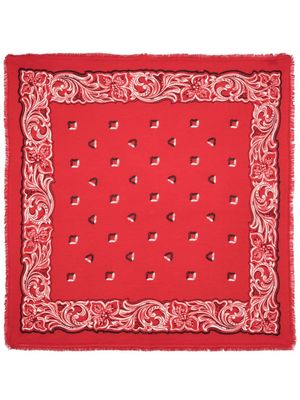 kujten large paisley-print cashmere bandana - Red