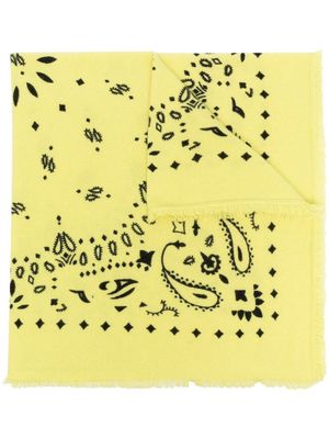 kujten paisley embroidered cashmere scarf - Yellow