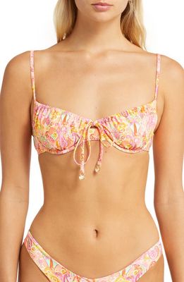 Kulani Kinis Ruched Floral Underwire Bikini Top in Bahama Rama