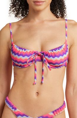 Kulani Kinis Ruched Floral Underwire Bikini Top in Wave Runner