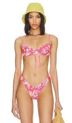Kulani Kinis Ruched Underwire Bikini Top in Pink